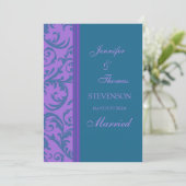Blauwgroen Paarse gewoon gehuwde aankondigingskaar Aankondiging (Staand voorkant)