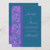 Blauwgroen Paarse gewoon gehuwde aankondigingskaar Aankondiging (Voorkant / Achterkant)