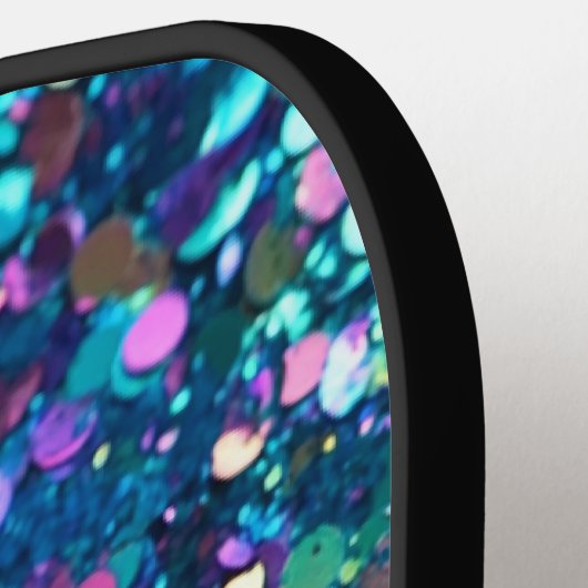 Blauwgroen Paarse Glitter Sparkle Glam Monogram Pickleball Paddle (Links Detail)