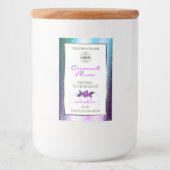 Blauwgroen Paarse Glitter White Product Labels met Voedselcontainer Etiket (Voorkant)