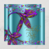 Blauwgroen Paarse goudbloem Kaart (Voorkant / Achterkant)