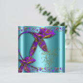 Blauwgroen Paarse goudbloem Kaart (Staand voorkant)