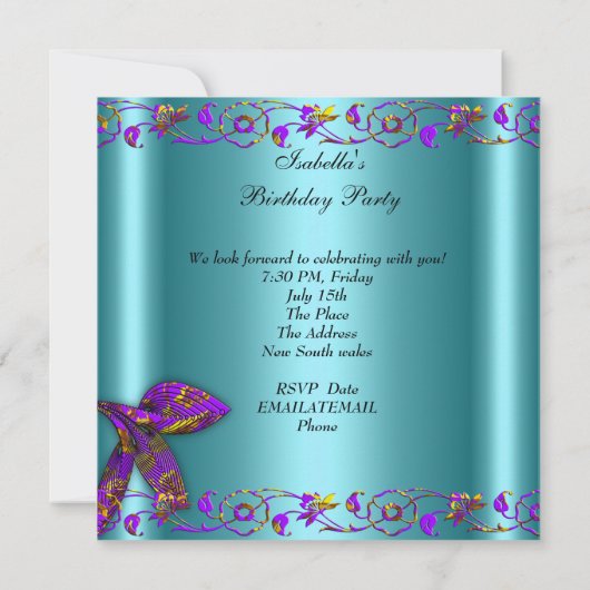 Blauwgroen Paarse goudbloem Kaart (Achterkant)