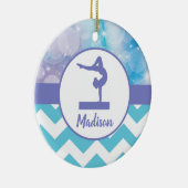 Blauwgroen Paarse gymnastiek Keramisch Ornament (Rechts)