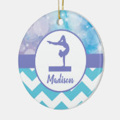 Blauwgroen Paarse gymnastiek Keramisch Ornament (Links)