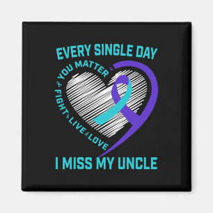 Blauwgroen Paarse hart Uncle Suicide Awareness Pre Magneet