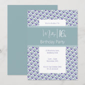 Blauwgroen Paarse Hue Magnolia Sweet 16e verjaarda Kaart (Voorkant / Achterkant)