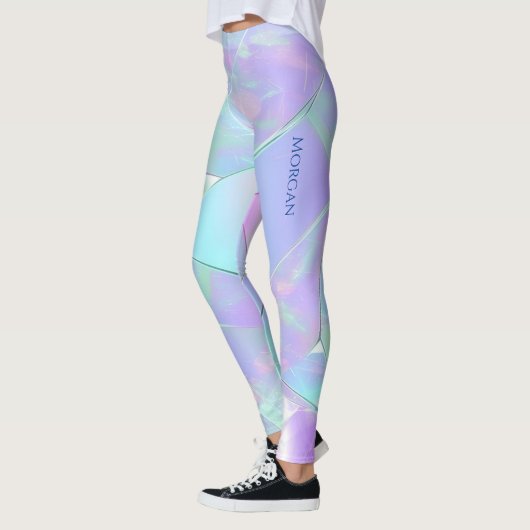 Blauwgroen & Paarse iriserende ontwerp, naam of be Leggings (Links)