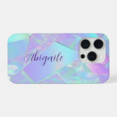 Blauwgroen & Paarse iriserende ontwerp, scriptnaam iPhone Hoesje (Achterkant horizontaal)