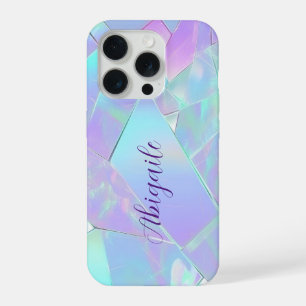 Blauwgroen & Paarse iriserende ontwerp, scriptnaam iPhone 15 Pro Case