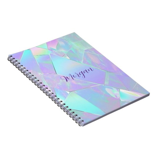 Blauwgroen & Paarse iriserende ontwerp, scriptnaam Notitieboek (Rechterzijde)