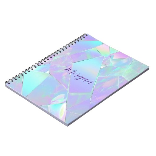 Blauwgroen & Paarse iriserende ontwerp, scriptnaam Notitieboek (Linkerzijde)