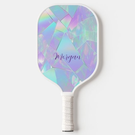 Blauwgroen & Paarse iriserende ontwerp, scriptnaam Pickleball Paddle (Voorkant)