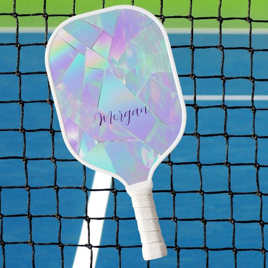 Blauwgroen & Paarse iriserende ontwerp, scriptnaam Pickleball Paddle