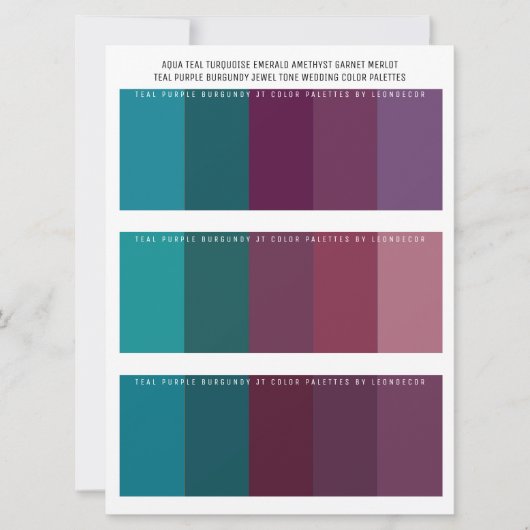 Blauwgroen Paarse Jewel Tone Bruiloft Kleurenpalet (Voorkant)