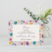 Blauwgroen Paarse Lente Meadow Bruidsmeisje Menu (Staand voorkant)