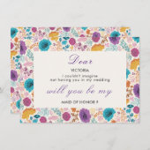 Blauwgroen Paarse Lente Meadow Bruidsmeisje Menu (Voorkant / Achterkant)