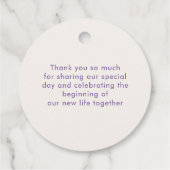 Blauwgroen Paarse Lente Meadow Bruiloft Bedankjes Labels (Achterkant)