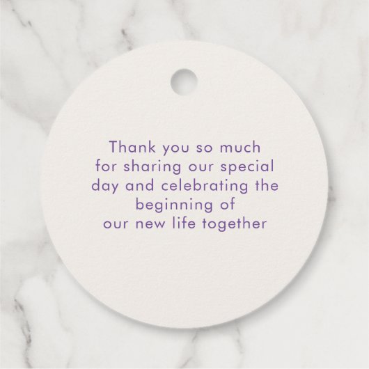 Blauwgroen Paarse Lente Meadow Bruiloft Bedankjes Labels (Achterkant)