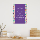 Blauwgroen Paarse Lente Meadow Bruiloft Poster (Keuken)