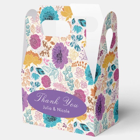 Blauwgroen Paarse lente weide bloemen bruiloft Bedankdoosjes (Geopend)
