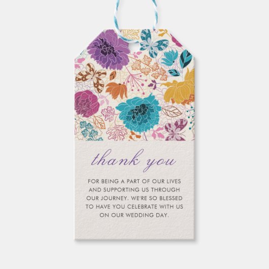 Blauwgroen Paarse lente weide bloemen bruiloft Cadeaulabel (Voorkant)