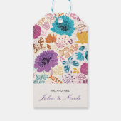 Blauwgroen Paarse lente weide bloemen bruiloft Cadeaulabel (Achterkant)
