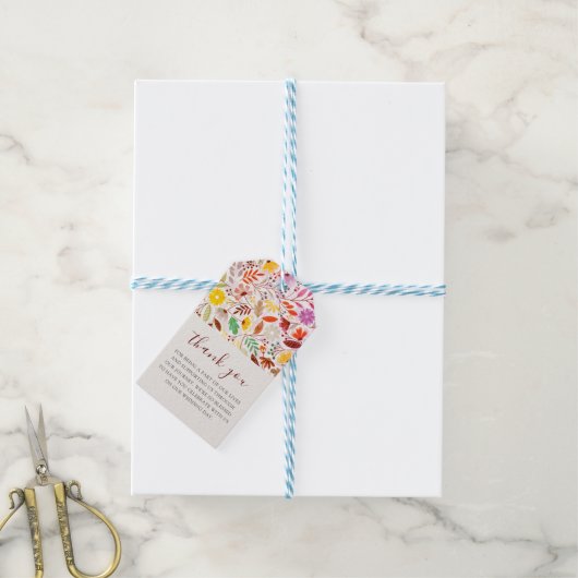 Blauwgroen Paarse lente weide bloemen bruiloft Cadeaulabel (Met Touw)