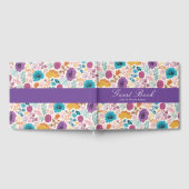 Blauwgroen Paarse lente weide bloemen bruiloft Gastenboek (Volledig)