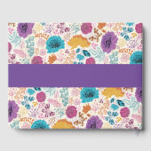 Blauwgroen Paarse lente weide bloemen bruiloft Gastenboek (Achterkant)