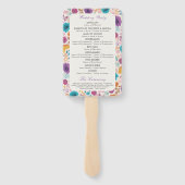 Blauwgroen Paarse lente weide bloemen bruiloft Handwaaier (Achterkant)