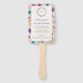 Blauwgroen Paarse lente weide bloemen bruiloft Handwaaier (Voorkant)