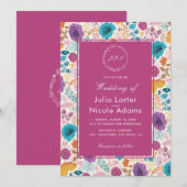 Blauwgroen Paarse lente weide bloemen bruiloft I Kaart (Voorkant / Achterkant)
