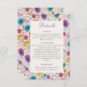 Blauwgroen Paarse lente weide bloemen bruiloft Informatiekaartje (Voorkant / Achterkant)