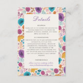 Blauwgroen Paarse lente weide bloemen bruiloft Informatiekaartje (Voorkant)