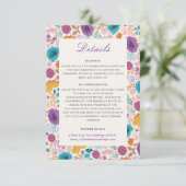 Blauwgroen Paarse lente weide bloemen bruiloft Informatiekaartje (Staand voorkant)