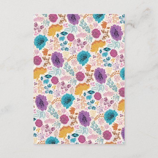 Blauwgroen Paarse lente weide bloemen bruiloft Informatiekaartje (Achterkant)