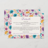 Blauwgroen Paarse lente weide bloemen bruiloft Informatiekaartje (Voorkant / Achterkant)