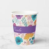 Blauwgroen Paarse lente weide bloemen bruiloft Papieren Bekers (Achterkant)