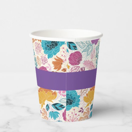 Blauwgroen Paarse lente weide bloemen bruiloft Papieren Bekers (Rechts)