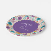 Blauwgroen Paarse lente weide bloemen bruiloft Papieren Bordje (Gekanteld)