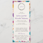 Blauwgroen Paarse lente weide bloemen bruiloft Programmakaart (Voorkant)