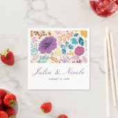 Blauwgroen Paarse lente weide bloemen bruiloft Servet (Insitu)