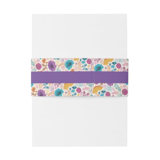 Blauwgroen Paarse lente weide bloemen bruiloft Uitnodigingen Wikkel (Achterkant Voorbeeld)