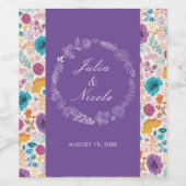 Blauwgroen Paarse lente weide bloemen bruiloft Wijn Etiket (Enkel label)