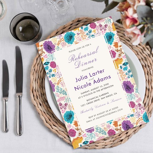 Blauwgroen Paarse lente weide repetitie diner Kaart