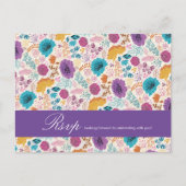 Blauwgroen Paarse lenteweidebloemen Briefkaart (Voorkant)