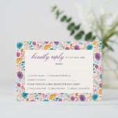 Blauwgroen Paarse lenteweidebloemen RSVP Kaartje (Staand voorkant)