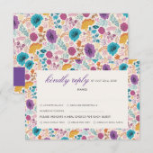 Blauwgroen Paarse lenteweidebloemen RSVP Kaartje (Voorkant / Achterkant)