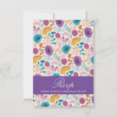 Blauwgroen Paarse lenteweidebloemen RSVP Kaartje (Achterkant)